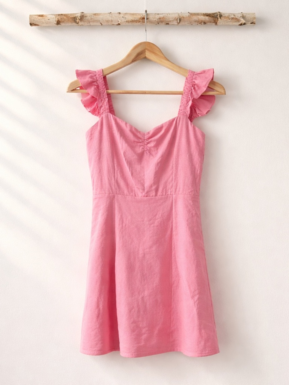 Francesca's Pink Ruffle Strap Dress